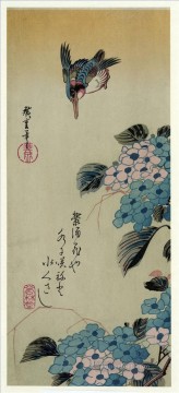  Hiroshige Lienzo - hortensia y martín pescador Utagawa Hiroshige Ukiyoe